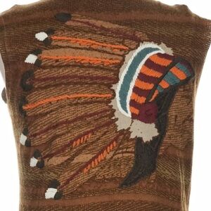Double D Ranch Brown Knit Duster Vest Native Motif western yellowstone ranch